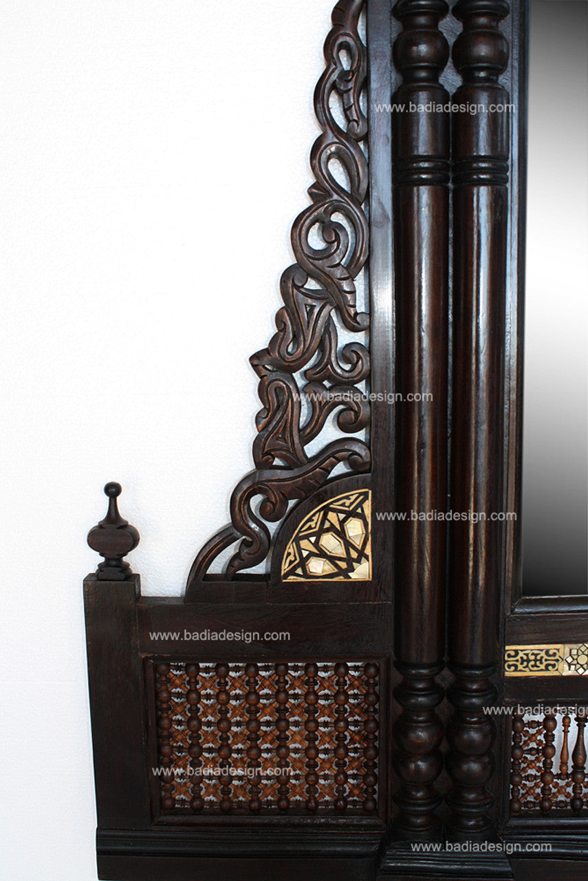 Ornate Mother of Pearl Inlay Cabinet with Mirror