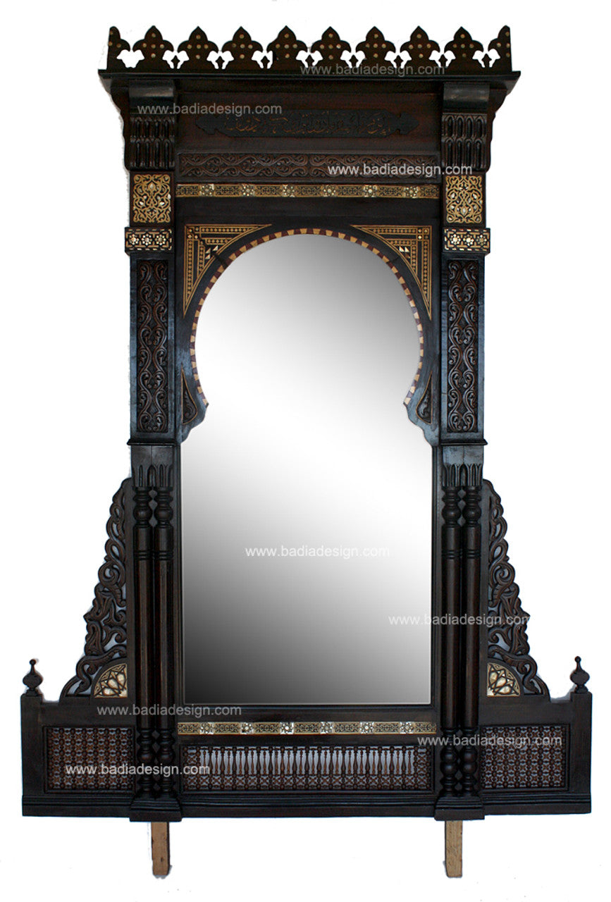 Ornate Mother of Pearl Inlay Cabinet with Mirror