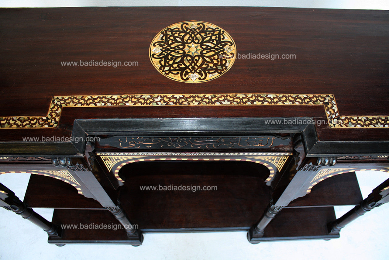 Ornate Mother of Pearl Inlay Cabinet with Mirror