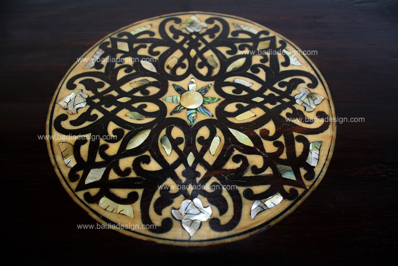 Ornate Mother of Pearl Inlay Cabinet with Mirror