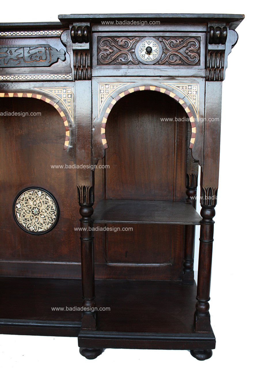 Ornate Mother of Pearl Inlay Cabinet with Mirror