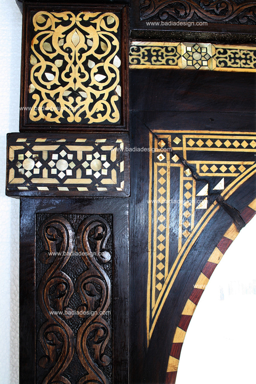 Ornate Mother of Pearl Inlay Cabinet with Mirror