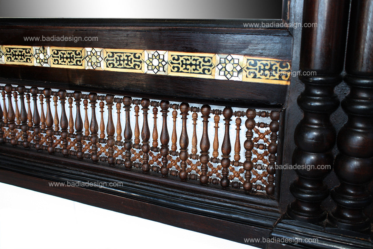 Ornate Mother of Pearl Inlay Cabinet with Mirror