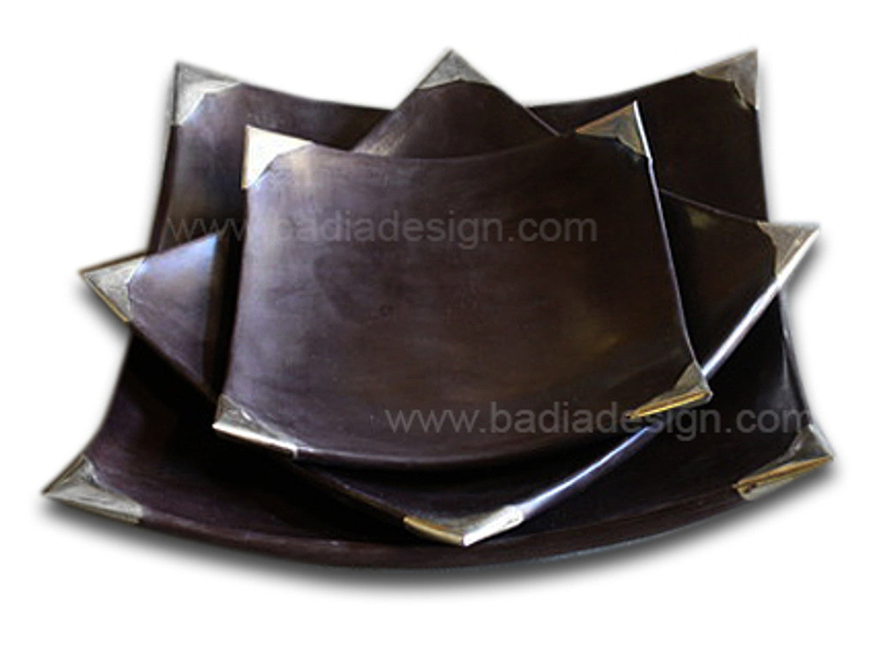 Tadelakt Pottery Square Plates with Metal Inlay
