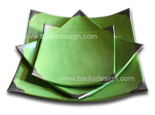 Tadelakt Pottery Square Plates with Metal Inlay