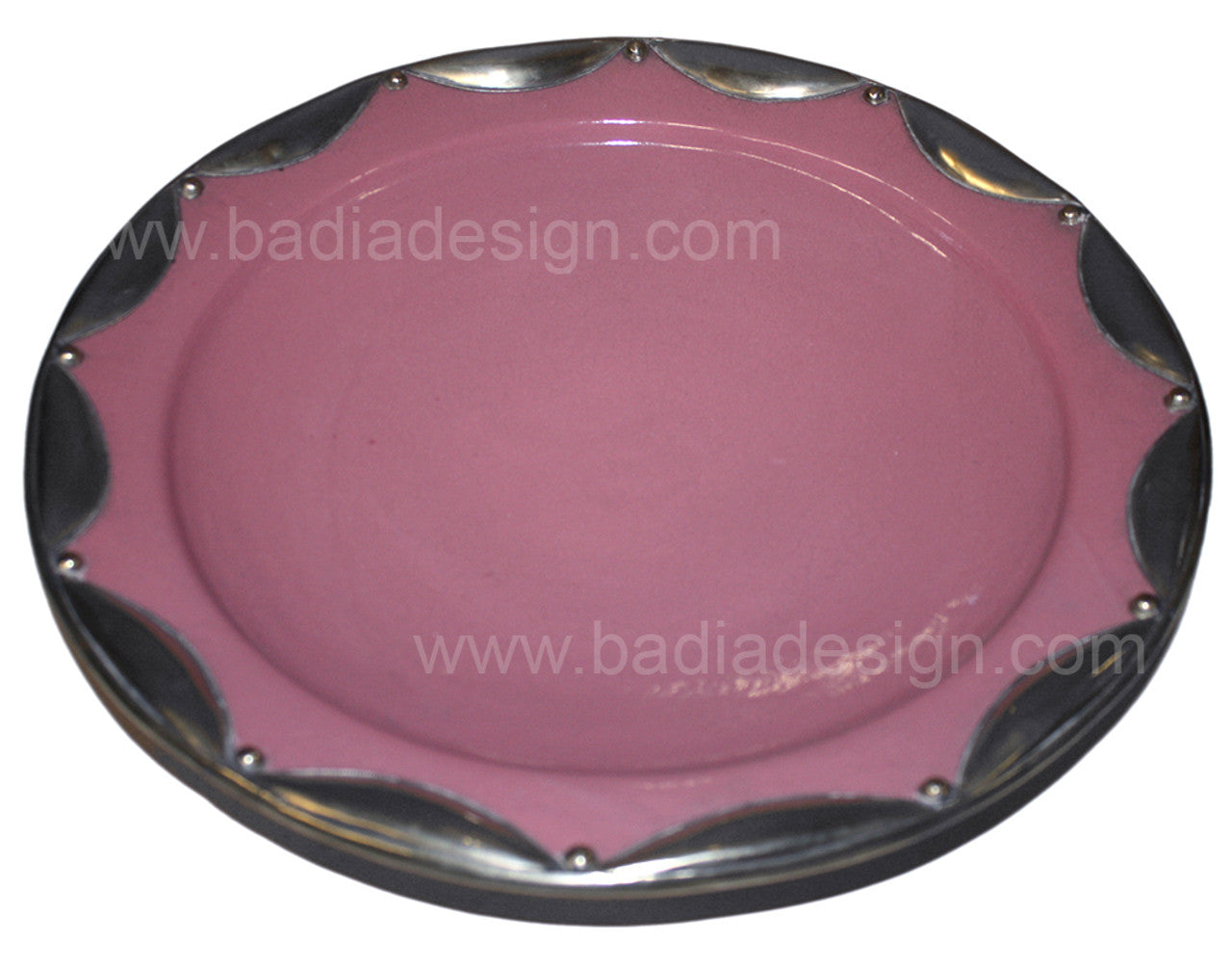 Ceramic Plate with Silver Metal Rim