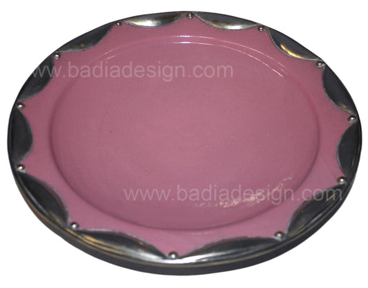Ceramic Plate with Silver Metal Rim
