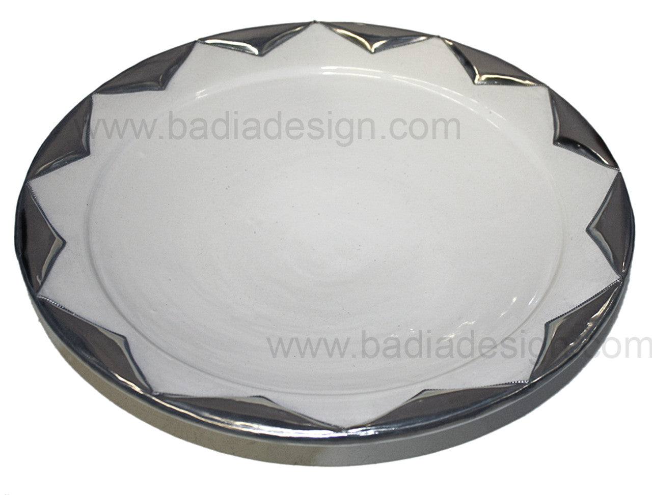Ceramic Plate with Silver Metal Rim