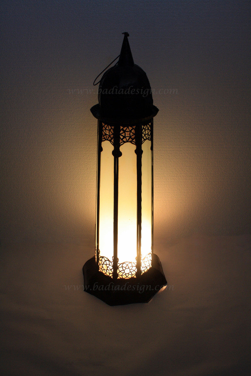 Tabletop Lantern with White Glass