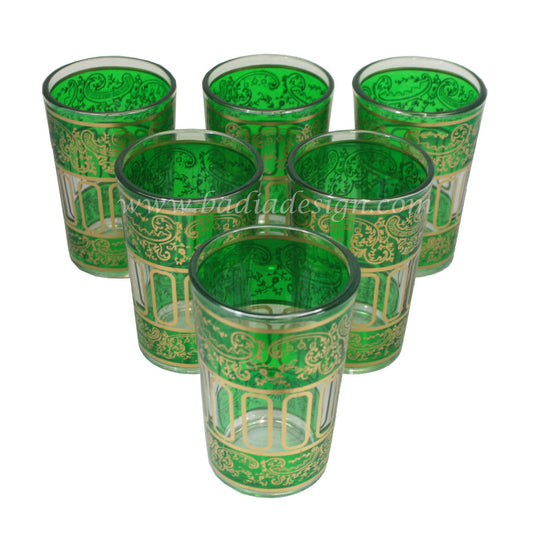 Gold Motif Moroccan Tea Glass Set - Pack of 6