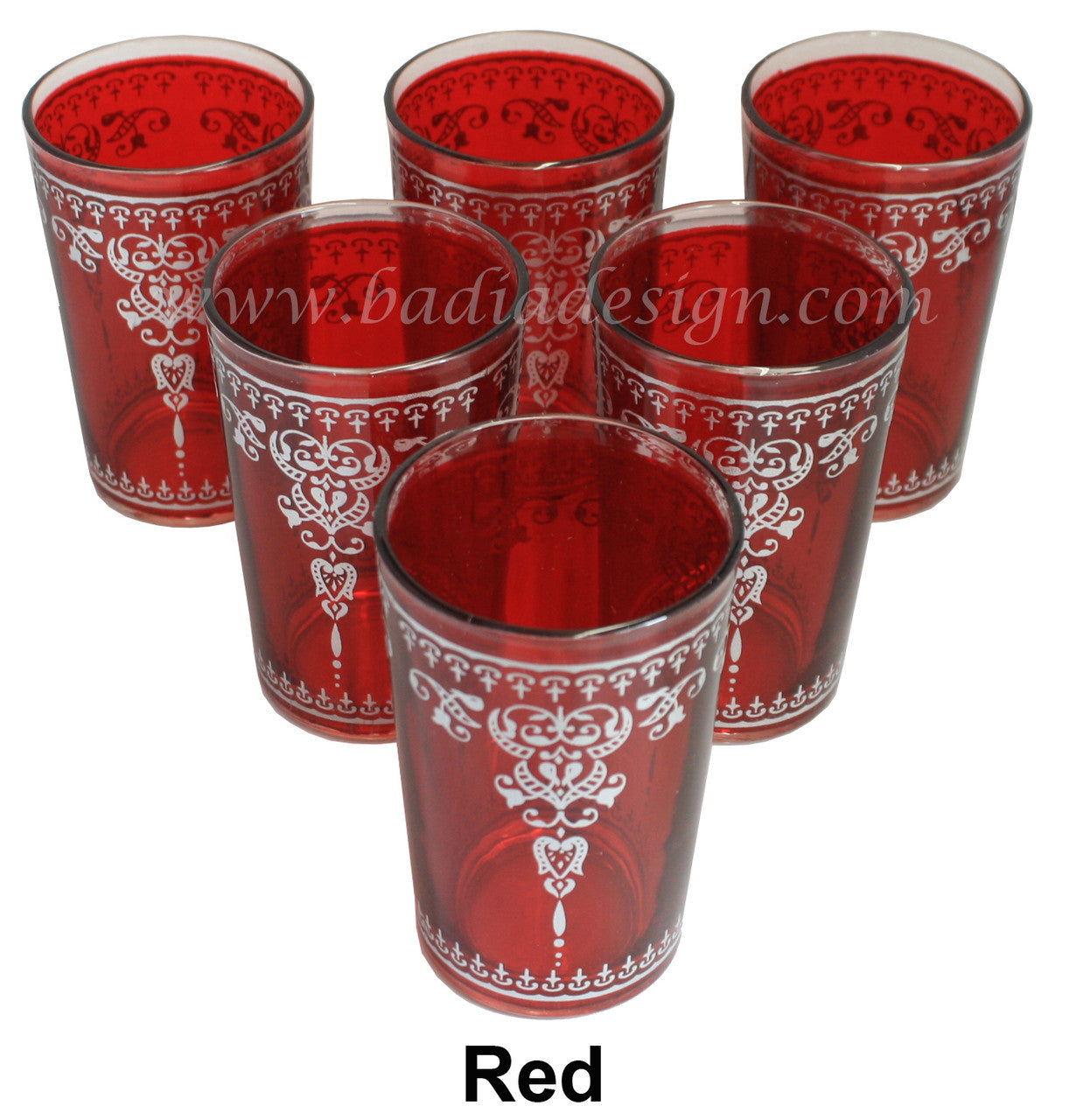 Moorish Motif Colored Tea Glass Set - Pack of 6