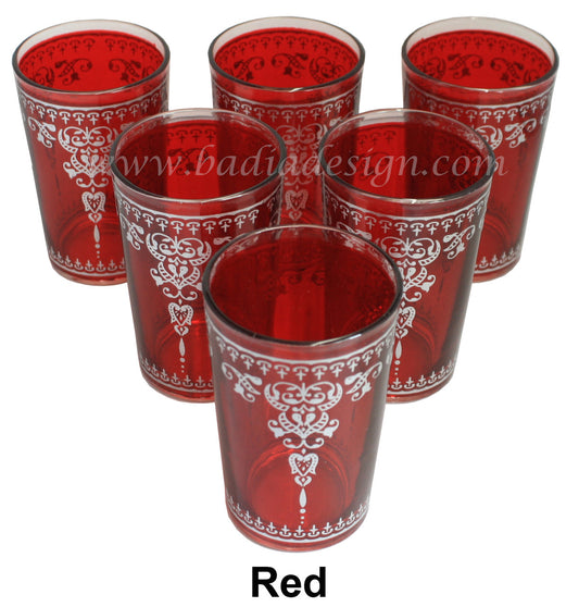 Moorish Motif Colored Tea Glass Set - Pack of 6