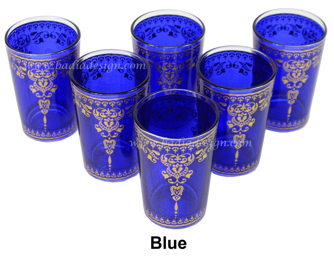 Moorish Motif Colored Tea Glass Set - Pack of 6