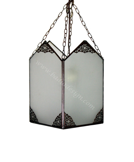 Hanging White Glass Lantern