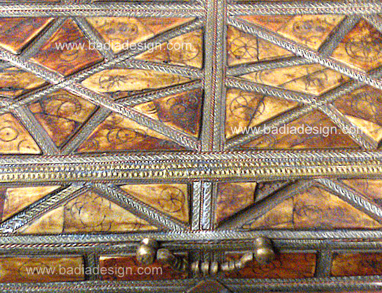 Embossed Metal Orange Bone Inlay Trunk