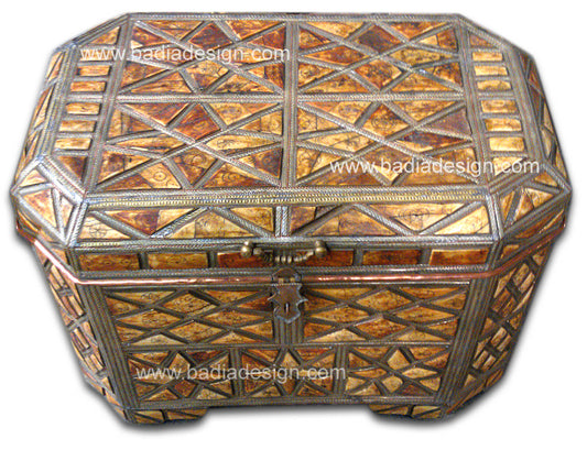 Embossed Metal Orange Bone Inlay Trunk