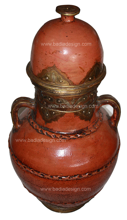 Large Rustic Brown Ceramic Urn