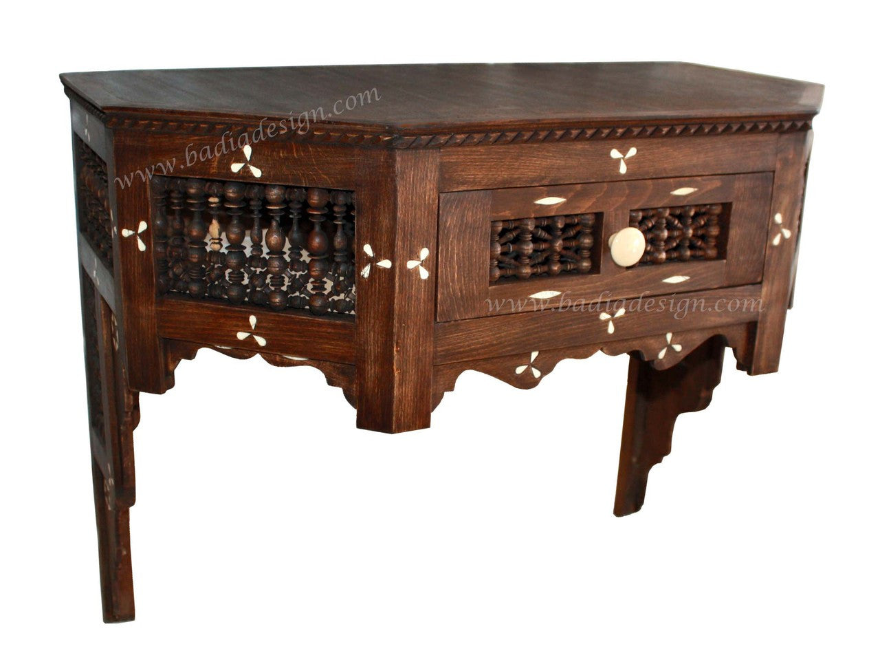 Wall Mounted Carved Wood Cabinet