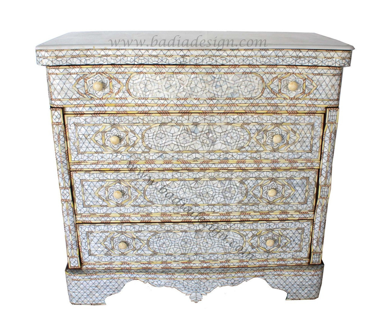 Mother of Pearl Dresser with White Marble Top