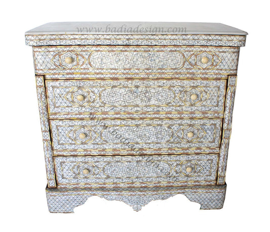 Mother of Pearl Dresser with White Marble Top