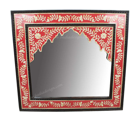 Moroccan Carved Wood and Resin Mirror