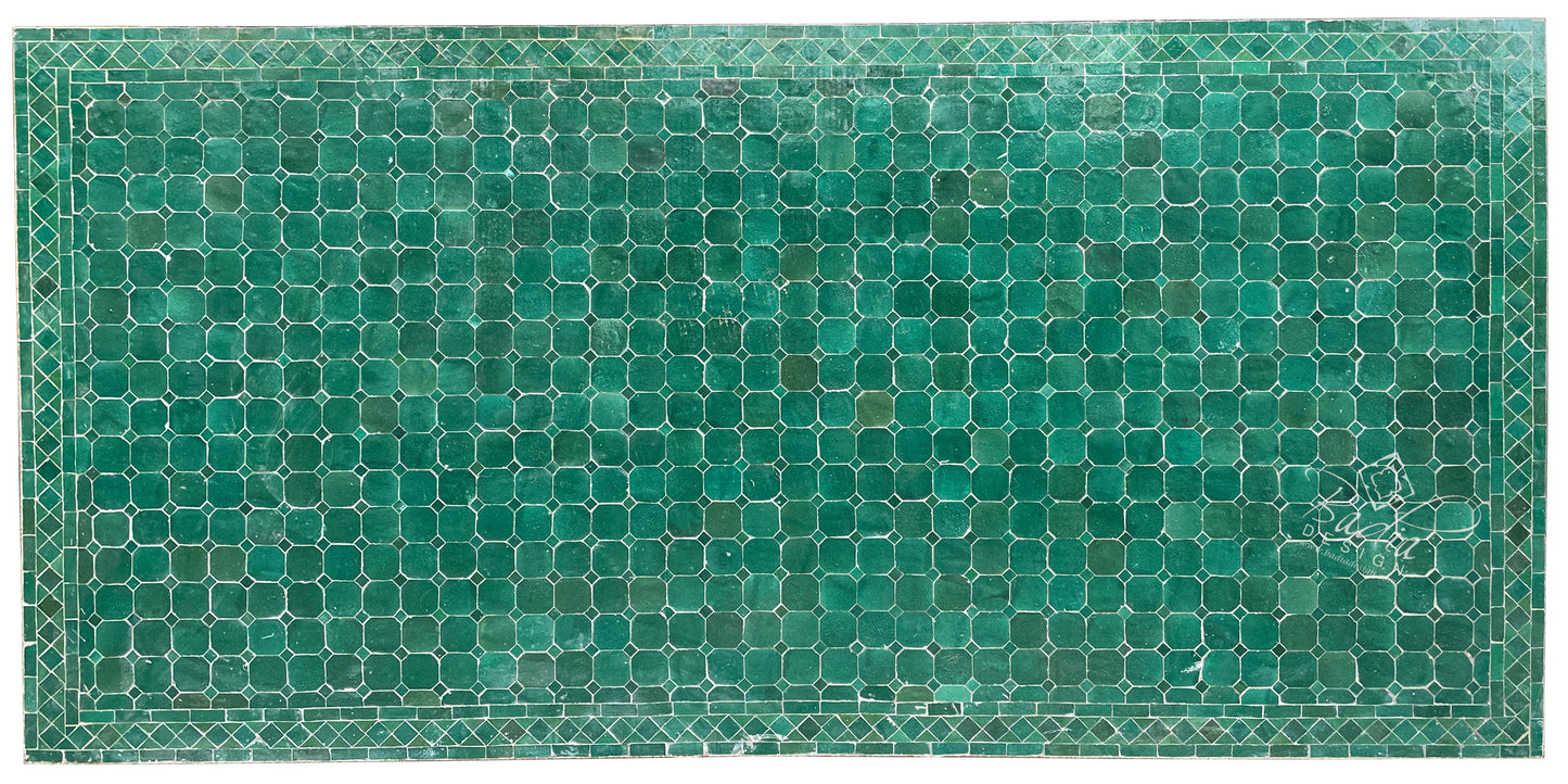 Green Rectangular Shaped Tile Table Top