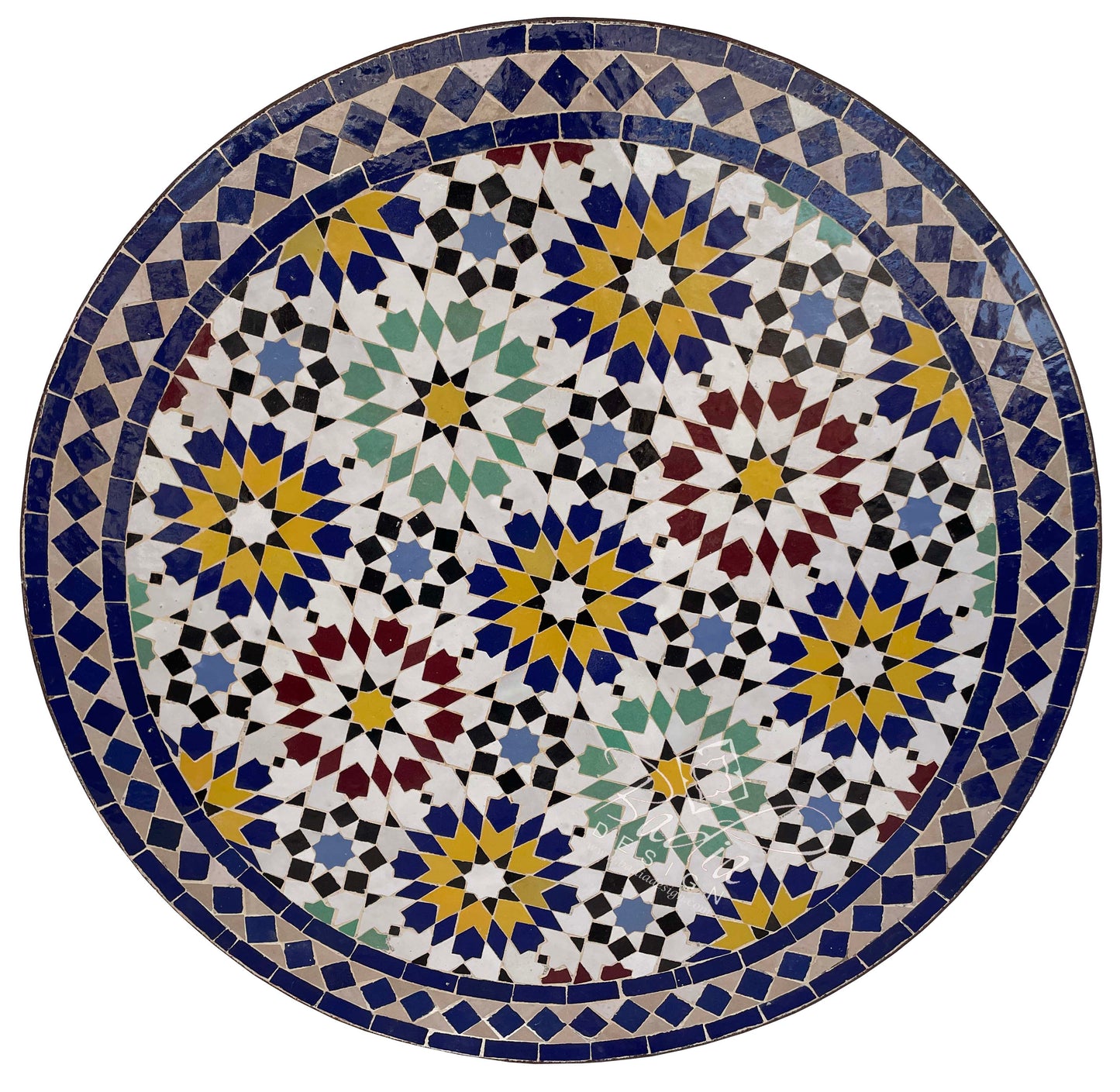 Multi-Color Intricately Designed Mosaic Tile Table Top
