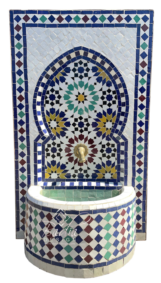 Multi-Color Mosaic Tile Water Fountain