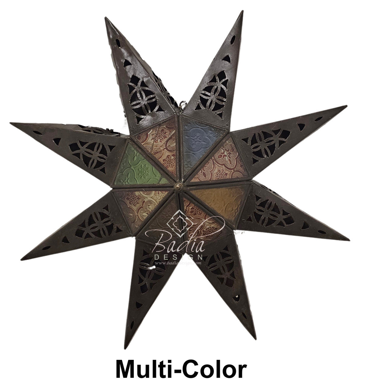 Multi-Color Glass Star Shaped Metal Wall Sconce