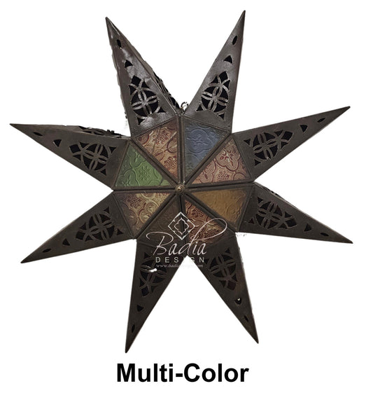 Multi-Color Glass Star Shaped Metal Wall Sconce