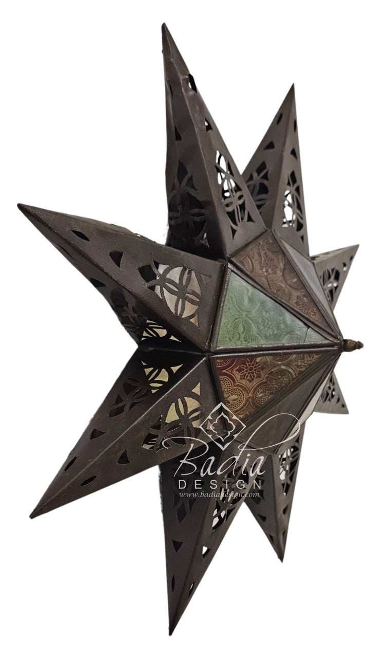 Multi-Color Glass Star Shaped Metal Wall Sconce