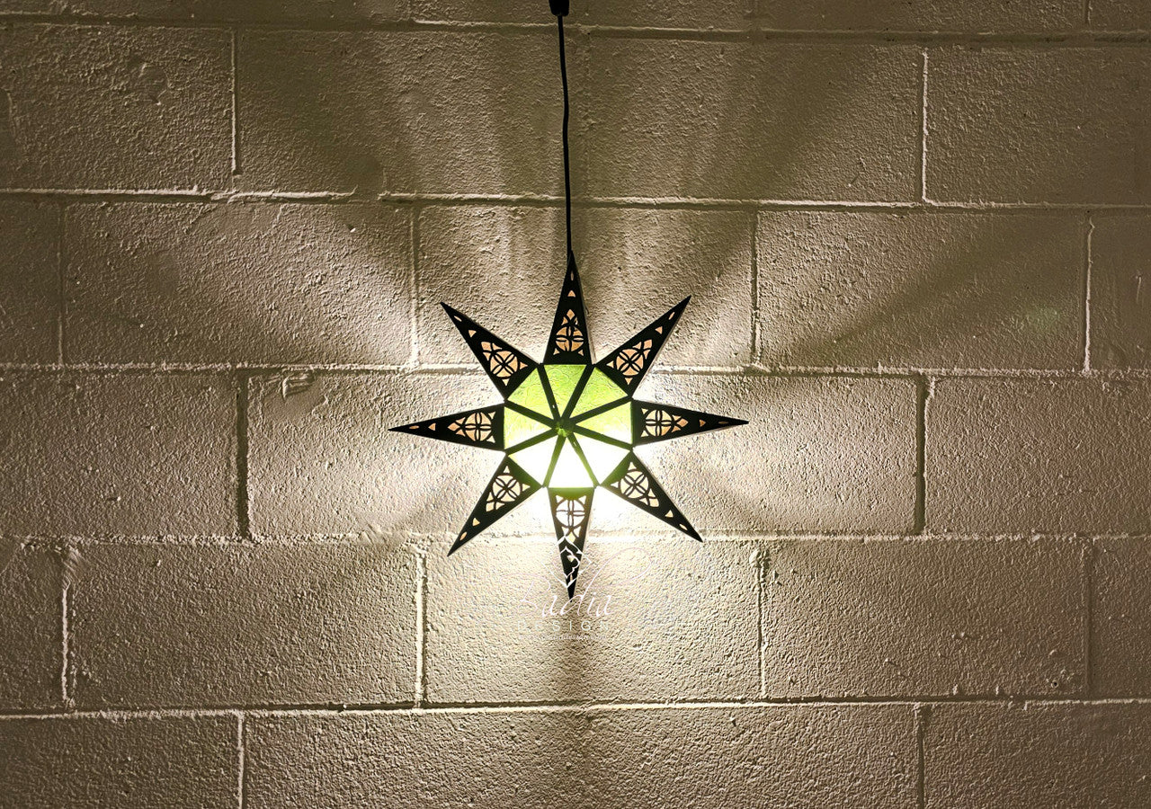 Multi-Color Glass Star Shaped Metal Wall Sconce