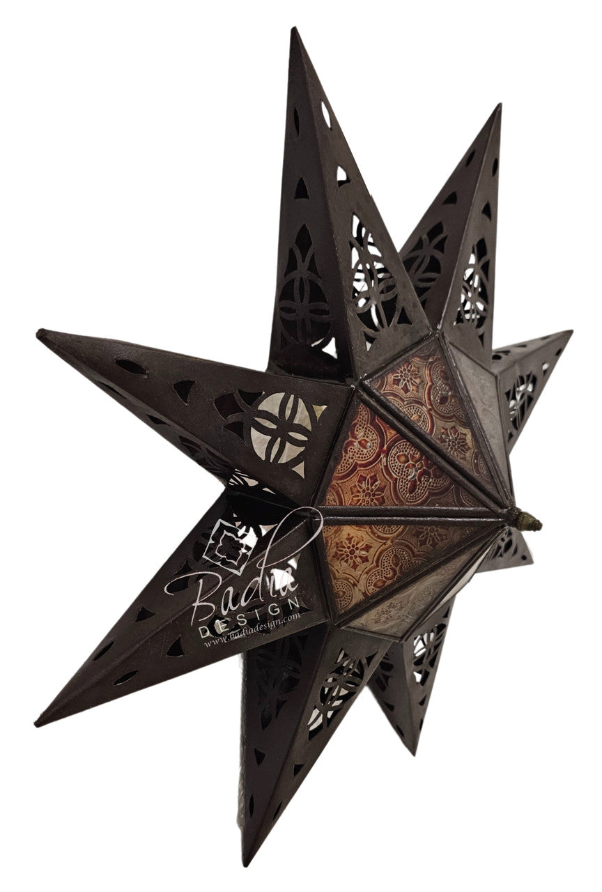 Multi-Color Glass Star Shaped Metal Wall Sconce