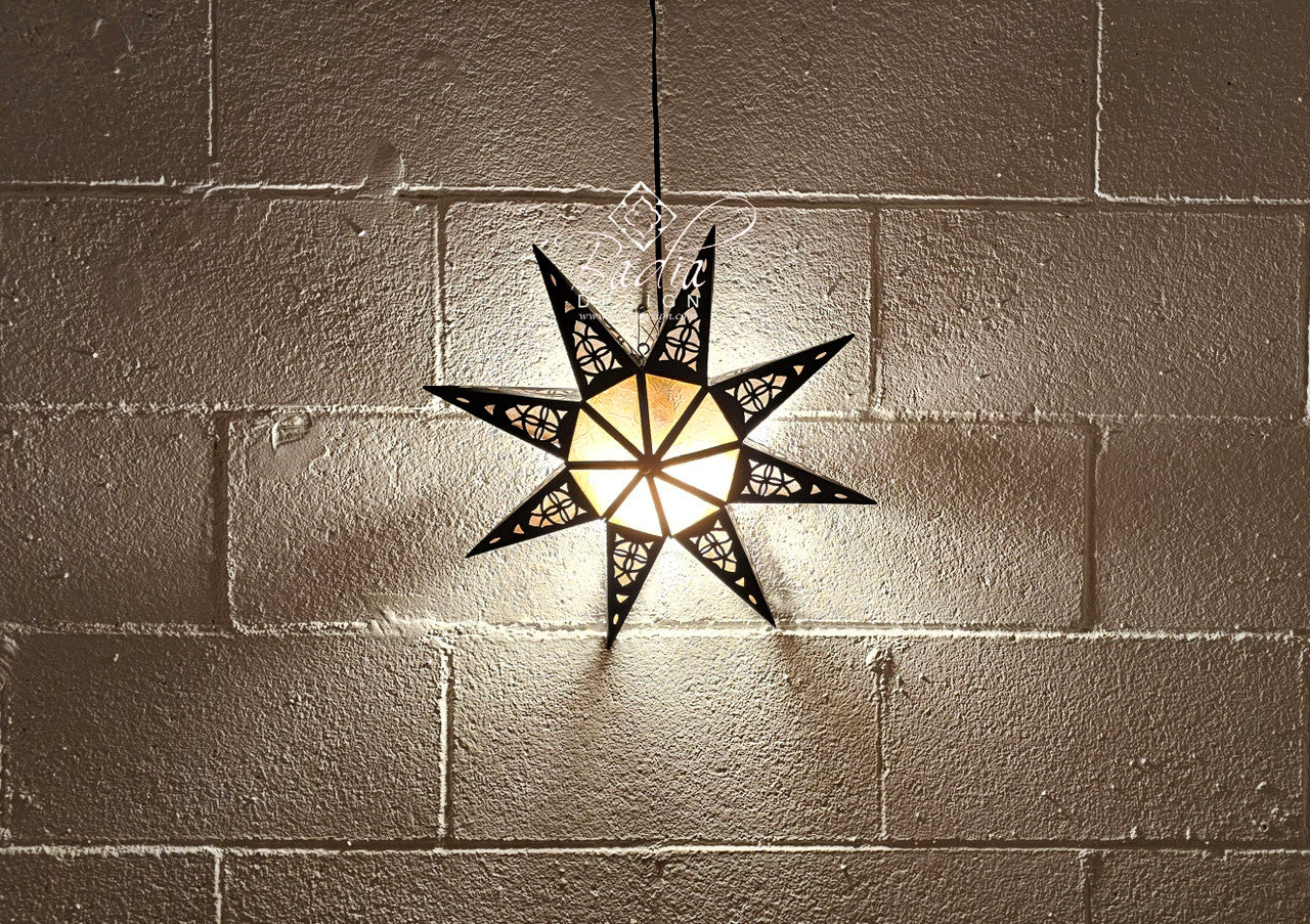 Multi-Color Glass Star Shaped Metal Wall Sconce