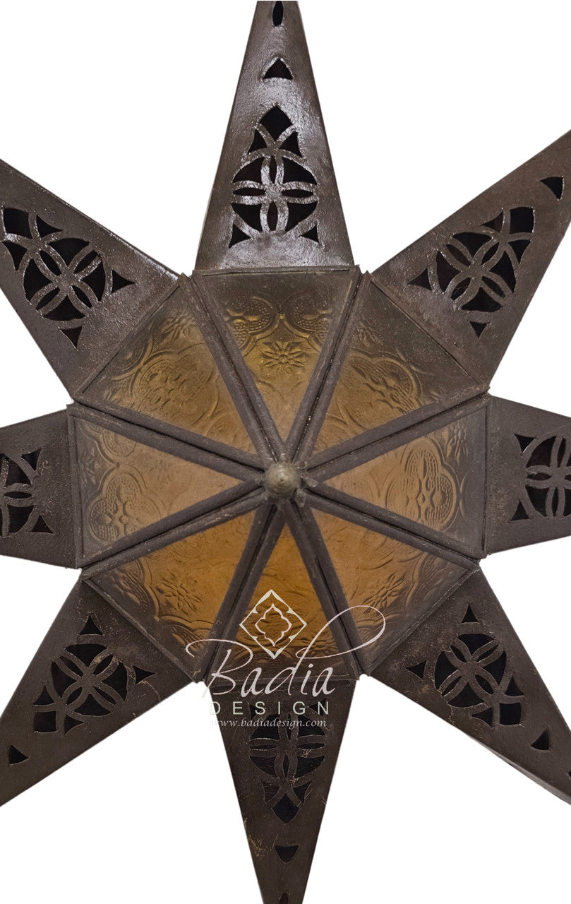 Multi-Color Glass Star Shaped Metal Wall Sconce