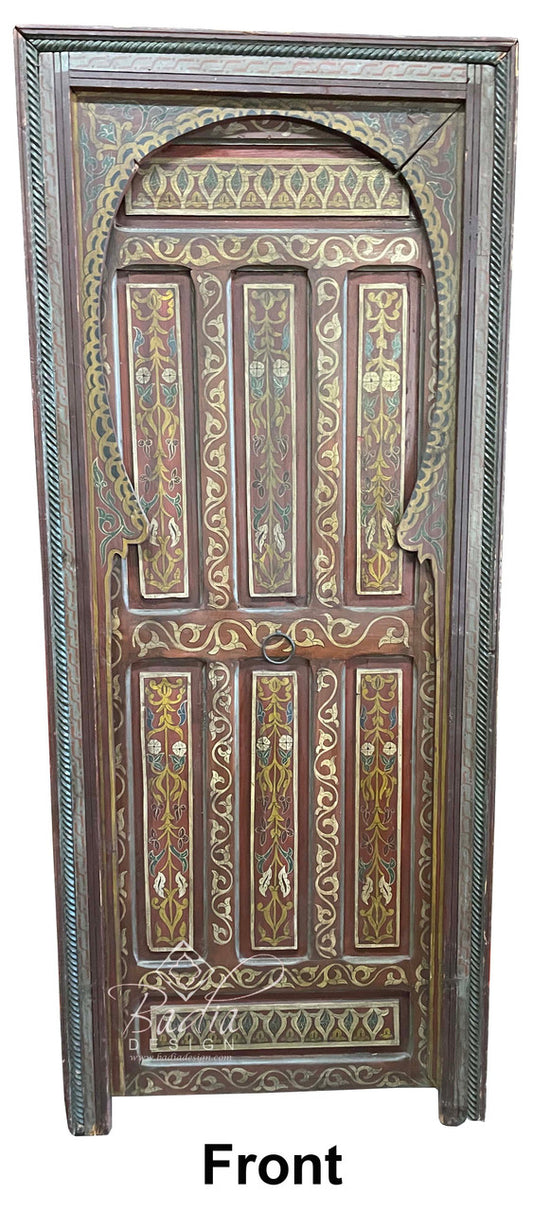 Vintage Multi-Color Hand Painted Wooden Door