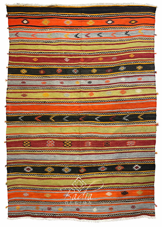 Orange Multi-Color Turkish Rug