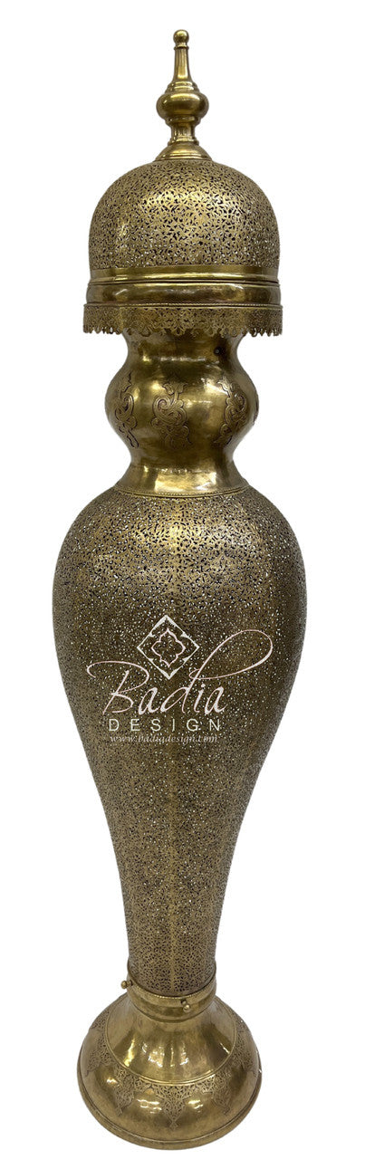 Tall Ornate Brass Floor Lantern