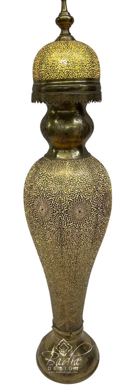 Tall Ornate Brass Floor Lantern