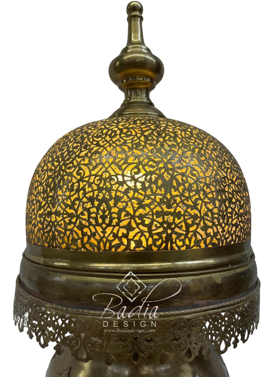 Tall Ornate Brass Floor Lantern