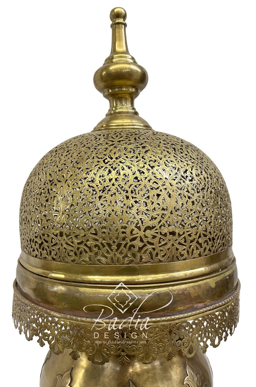 Tall Ornate Brass Floor Lantern