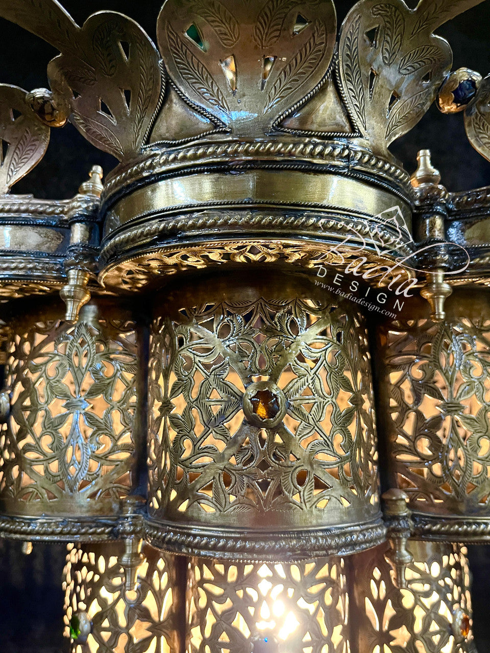 Ornate Intricately Designed Brass Chandelier