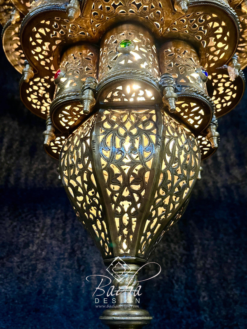 Ornate Intricately Designed Brass Chandelier