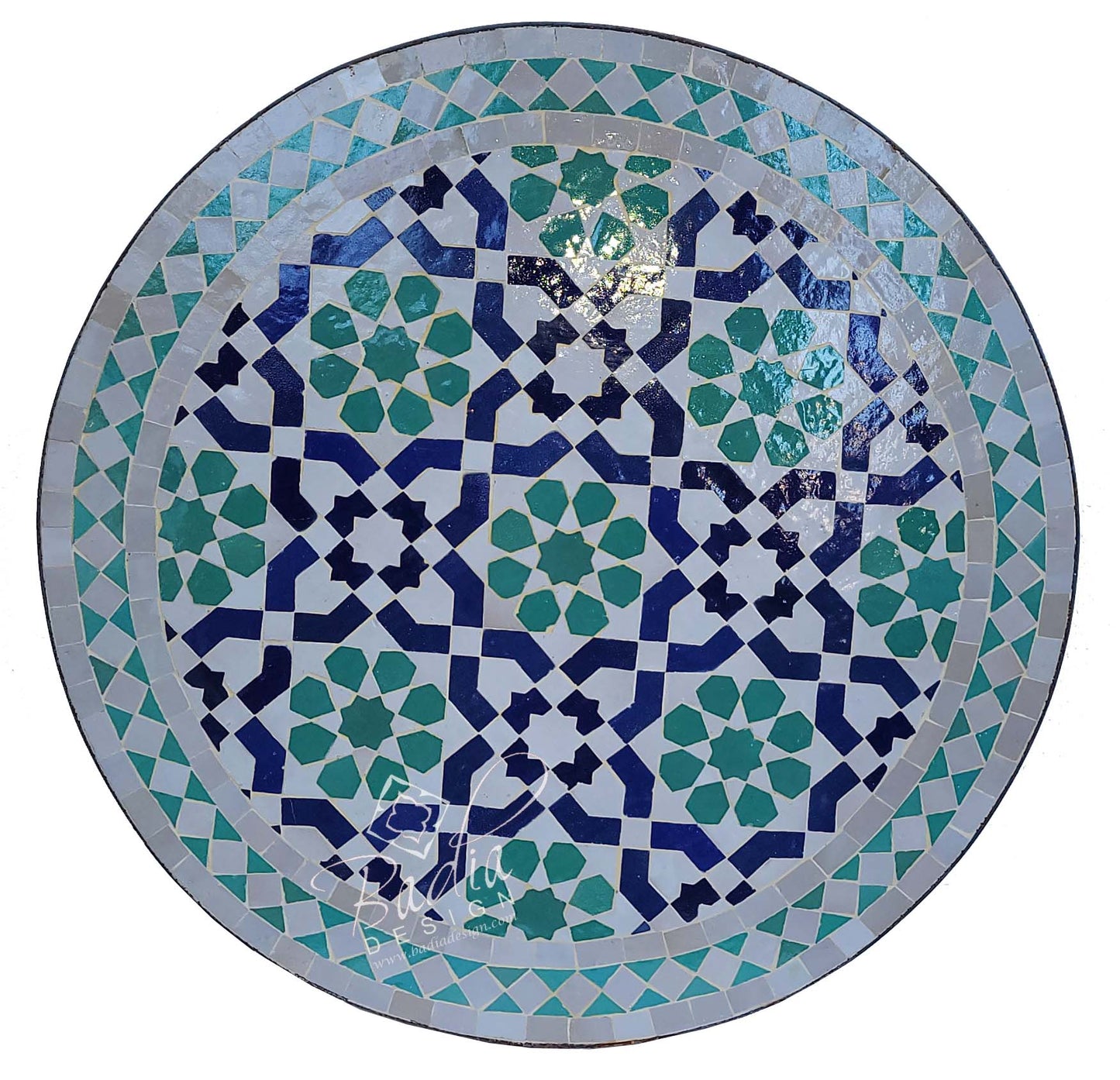 Intricately Designed Round Tile Table Top
