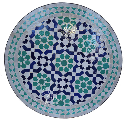 Intricately Designed Round Tile Table Top