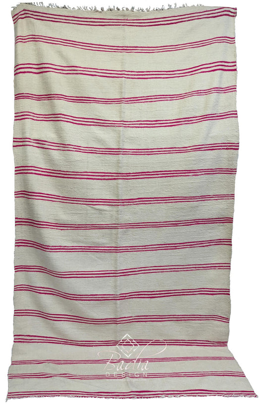 Beige and Pink Berber Wool Rug