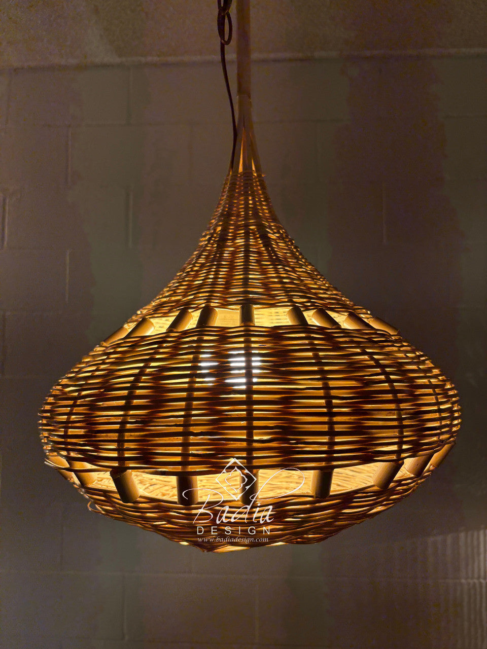Handwoven Teardrop Shaped Raffia Lantern
