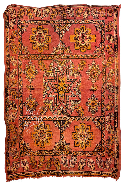Red Berber Moroccan Rug with Art Deco Design