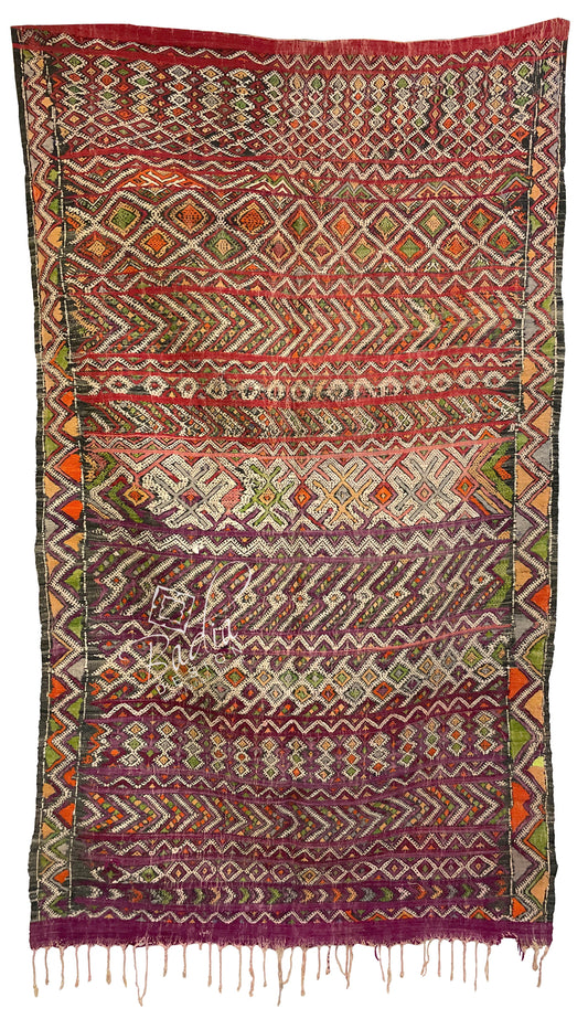 Red Multi-Color Moroccan Tribal Kilim Rug