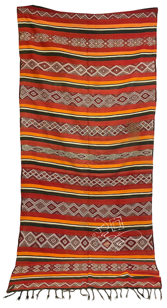 Red Multi-Color Handmade Moroccan Kilim Rug